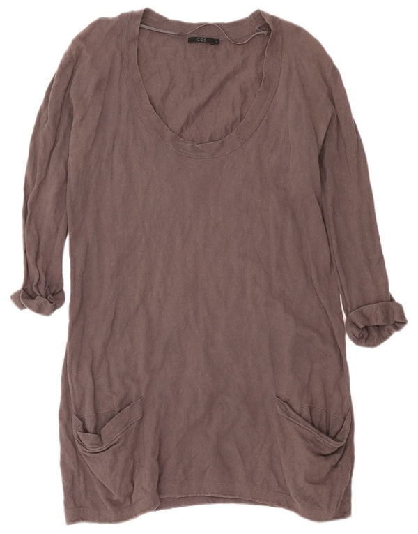 Cos Dame 3/4 ærmet oversized jumperkjole UK 10 Lille grå bomuld