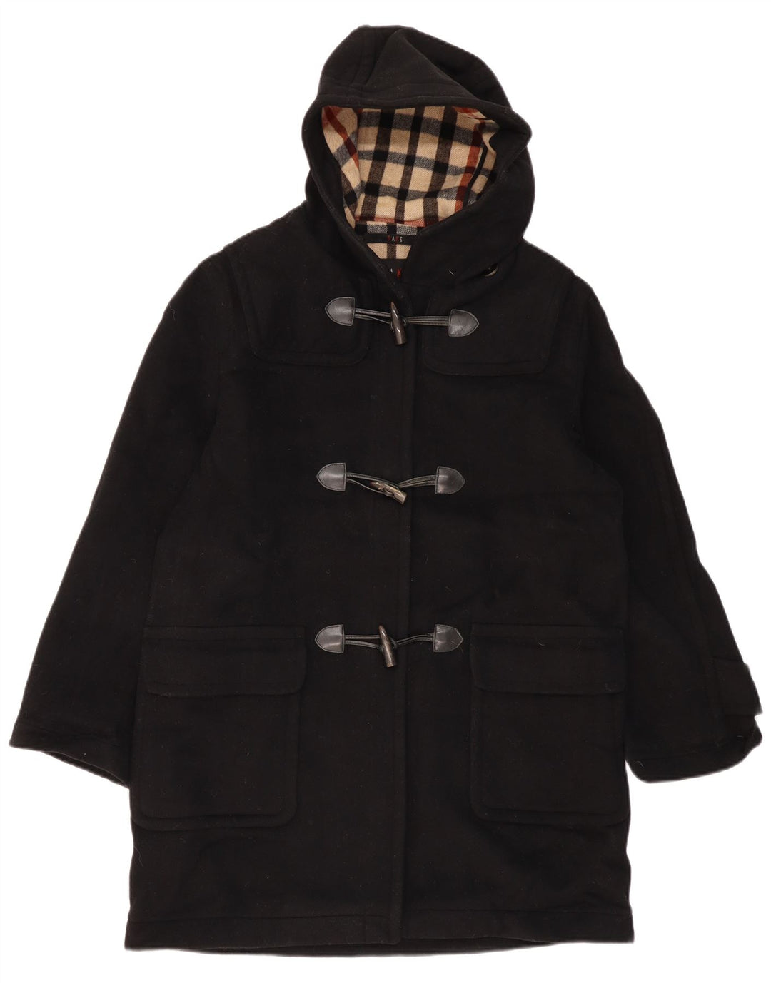 DAKS Dame Hooded Duffel Coat UK 16 Large Black