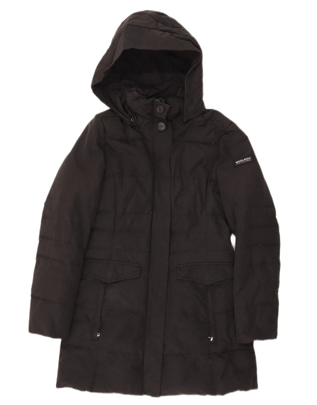 Woolrich Polstret frakke med hætte til kvinder UK 10 Small Black