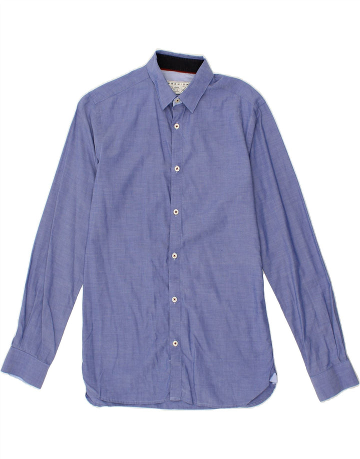 JACK & JONES Mens Tailored Fit Shirt Small Blue Cotton Vintage Jack & Jones and Second-Hand Jack & Jones from Messina Hembry 