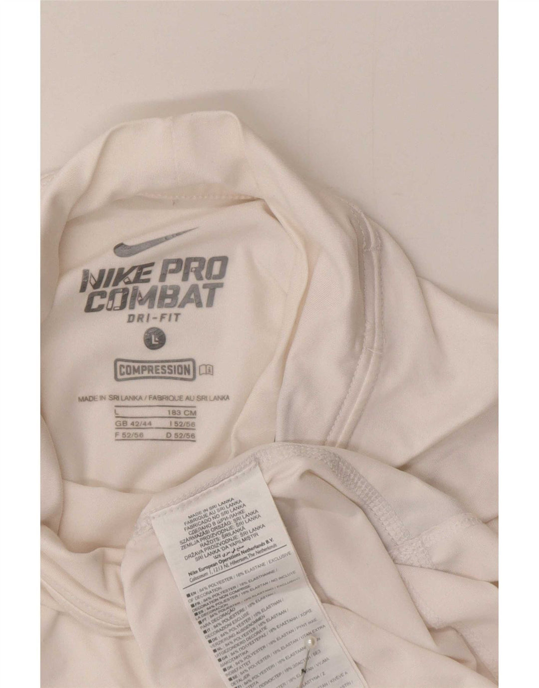 Nike Herre Compression Top Langærmet UK 42/44 Large White Polyester Sports