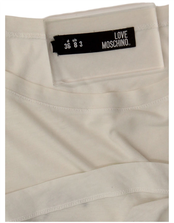 Moschino Womens Crop Graphic T-Shirt Top UK 8 Small White