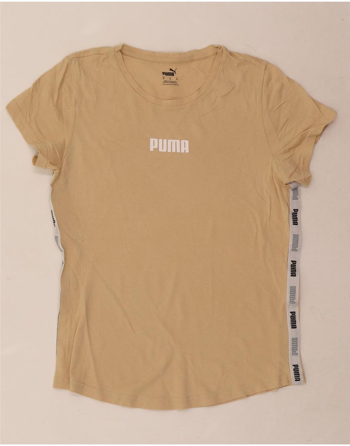 Puma Grafisk T-Shirt Top UK 12 Medium Beige Colourblock