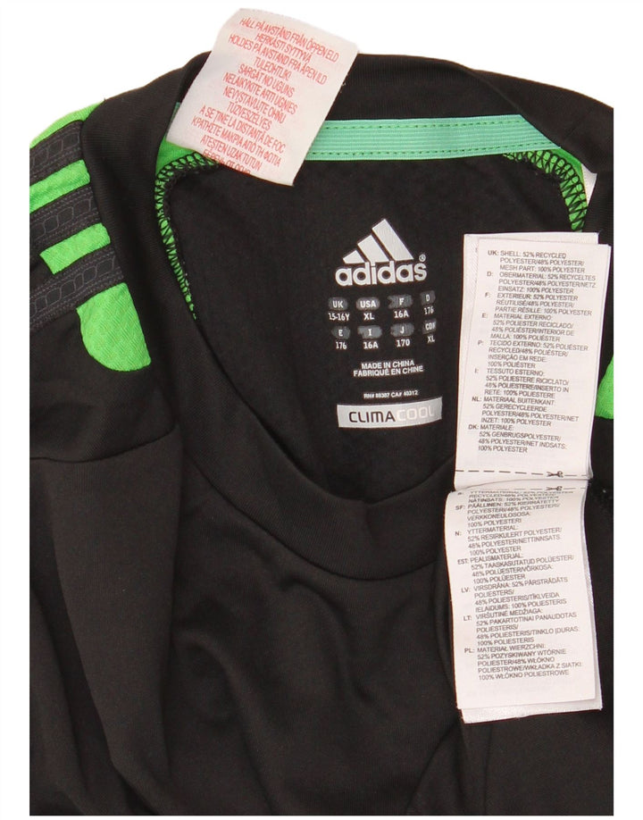 Adidas Boys Climacool T-Shirt Top 15-16 år Sort Colourblock Polyester