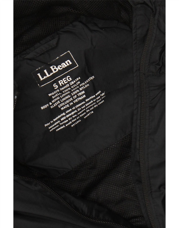 L.L.BEAN Dame Regnjakke med hætte i overstørrelse UK 10 Lille sort nylon