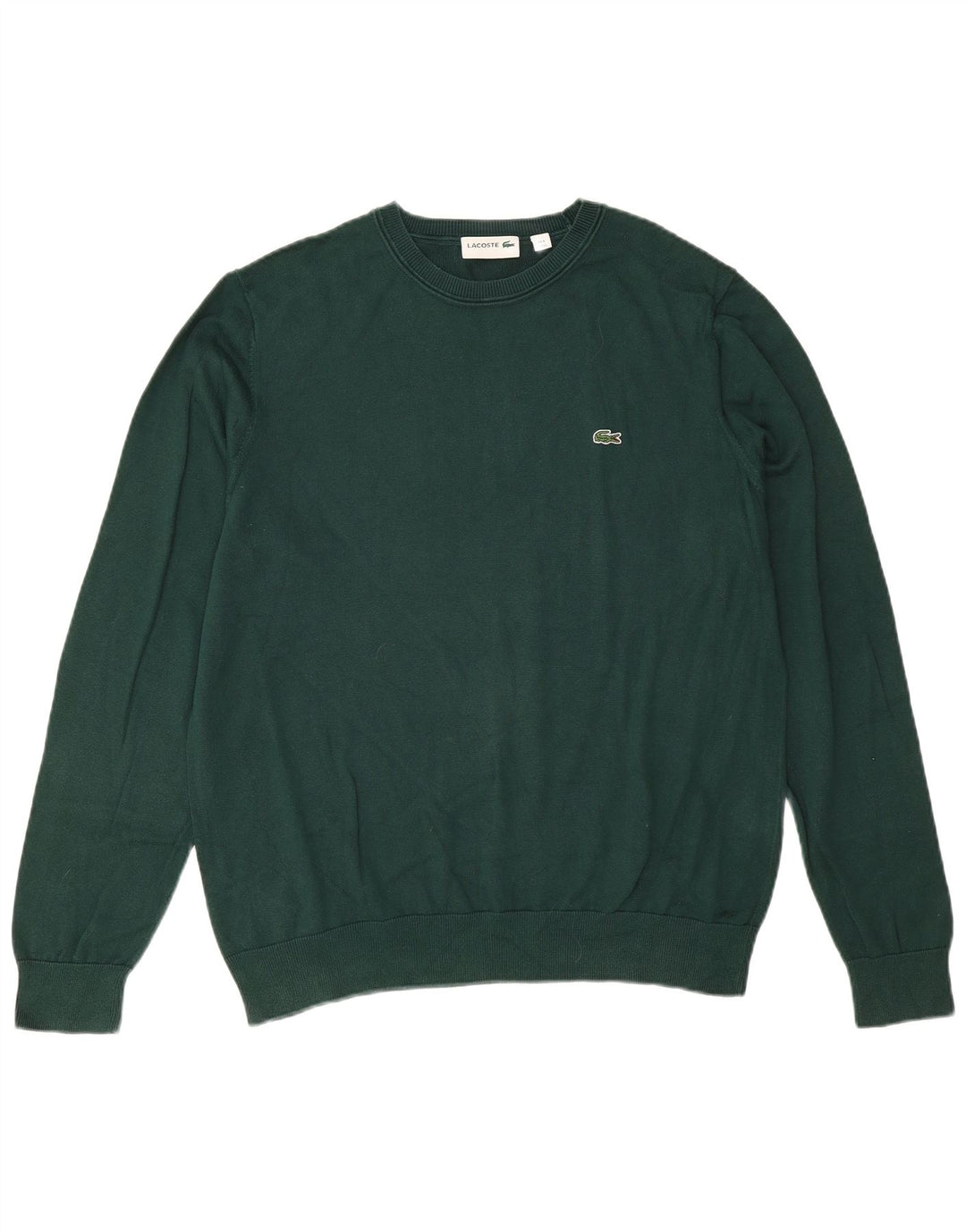 Lacoste Herre sweater med rund hals str. 6 XL Grøn bomuld