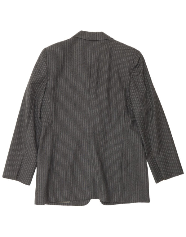 Ferre Dame 001 1 Knaps Blazer Jacket UK 16 Large Grey Pinstripe Acetate