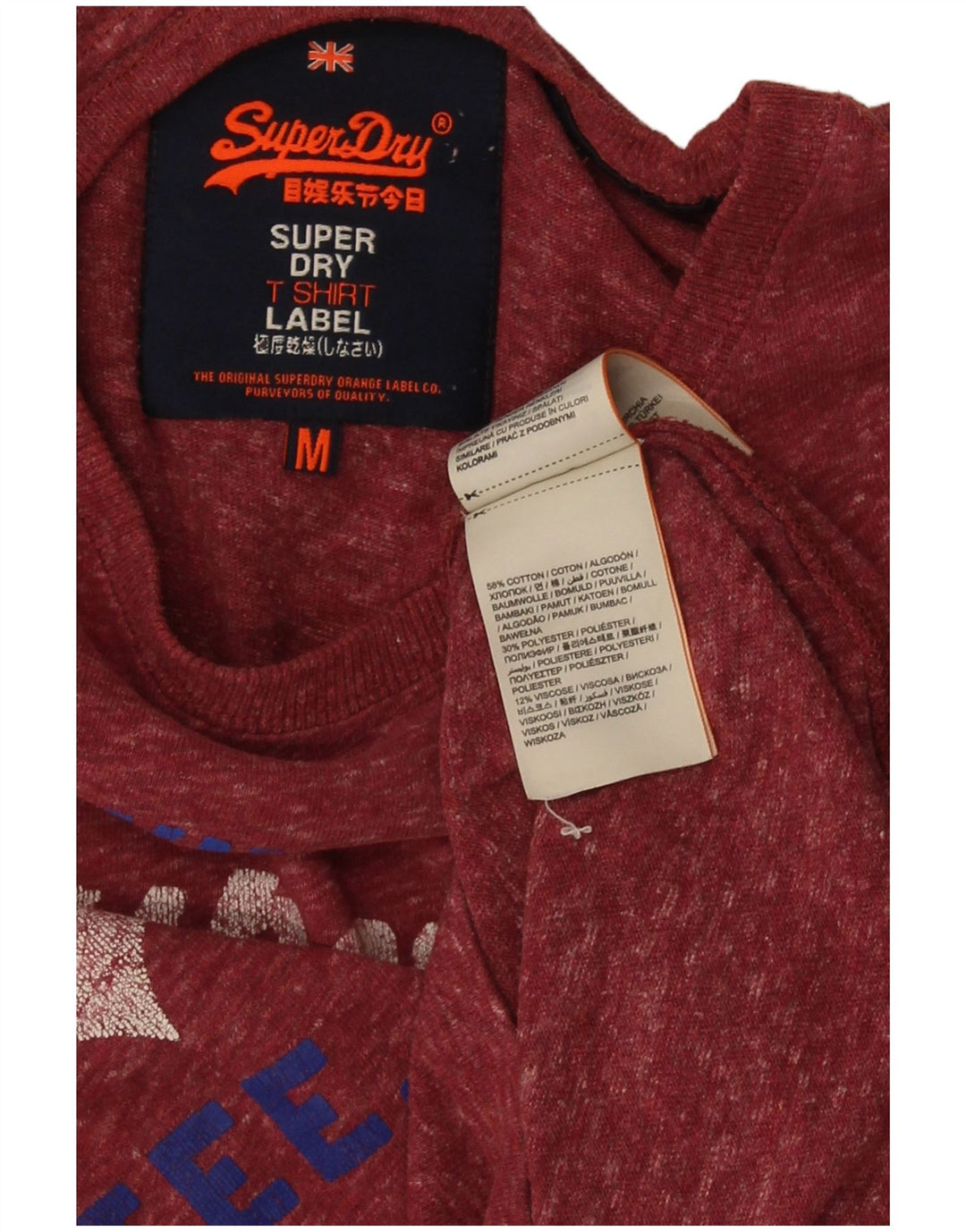 Superdry Grafisk T-shirt-top til mænd, medium rød flækket bomuld