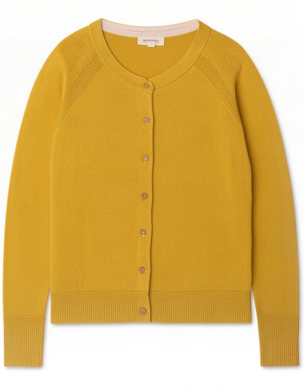 White Stuff Womens Cardigan Sweater UK 10 Small Yellow Cotton