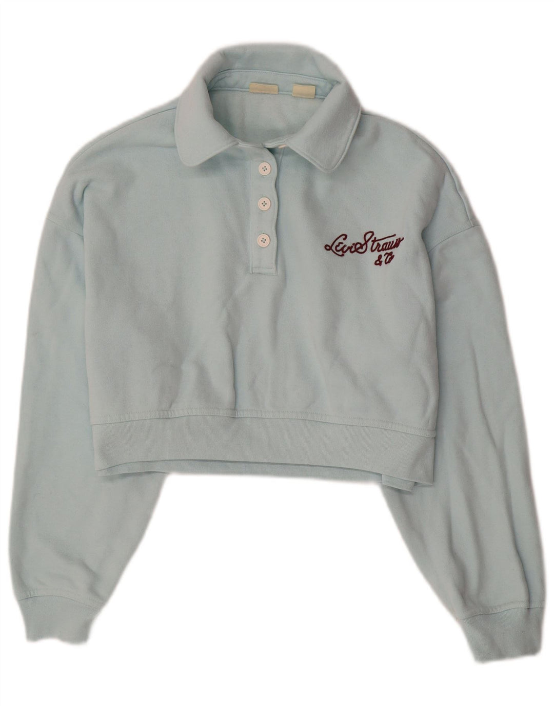 LEVI'S Dame Oversized Crop Polo Neck Sweatshirt Jumper UK 6 XS Blå