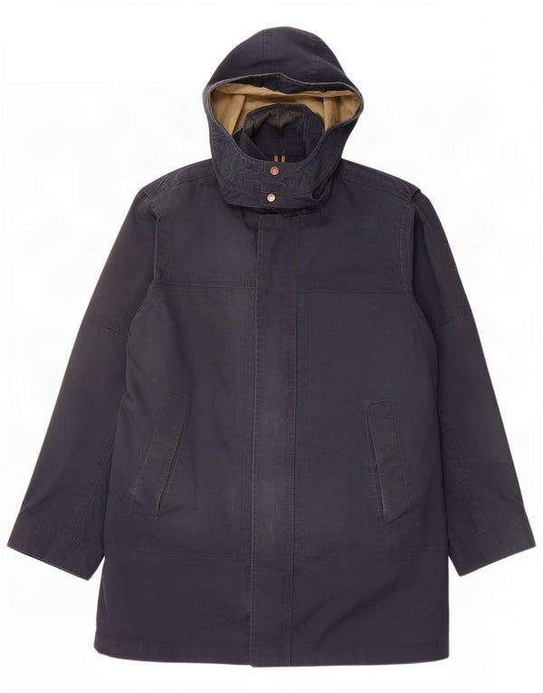Timberland Herre Hooded Windbreaker Coat UK 44 2XL Navy Blue Cotton