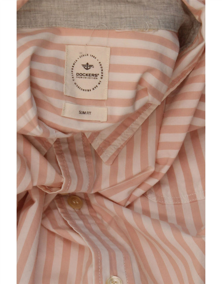 Dockers Herre Slim Fit Shirt XL Pink Stribet
