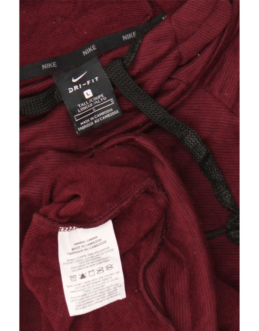 Nike Herre Dri Fit Hoodie Jumper Large Burgundy Polyester