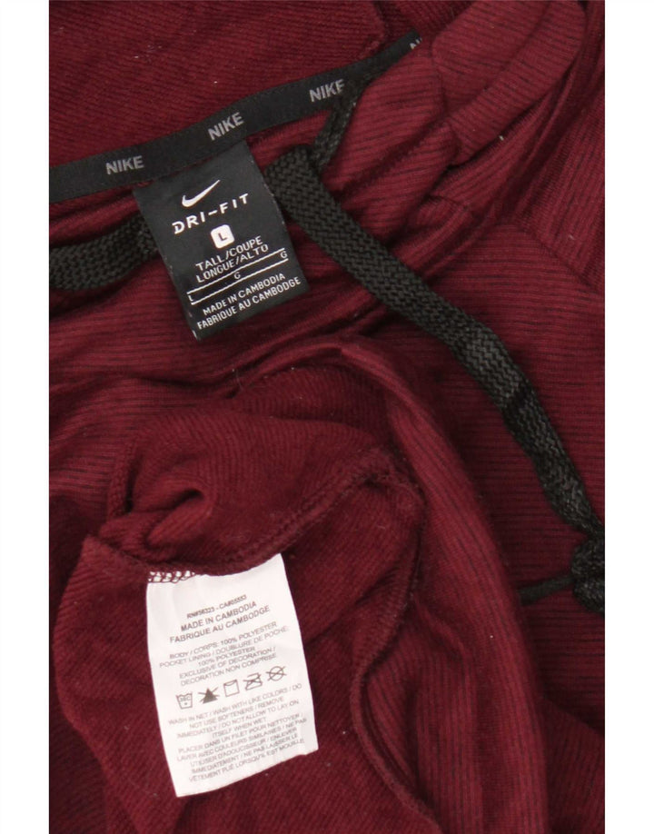 Nike Herre Dri Fit Hoodie Jumper Large Burgundy Polyester