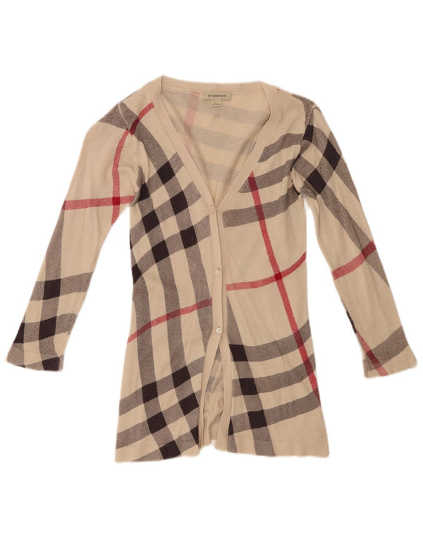 Burberry Girls Cardigan Sweater 5-6 år Beige ternet bomuld