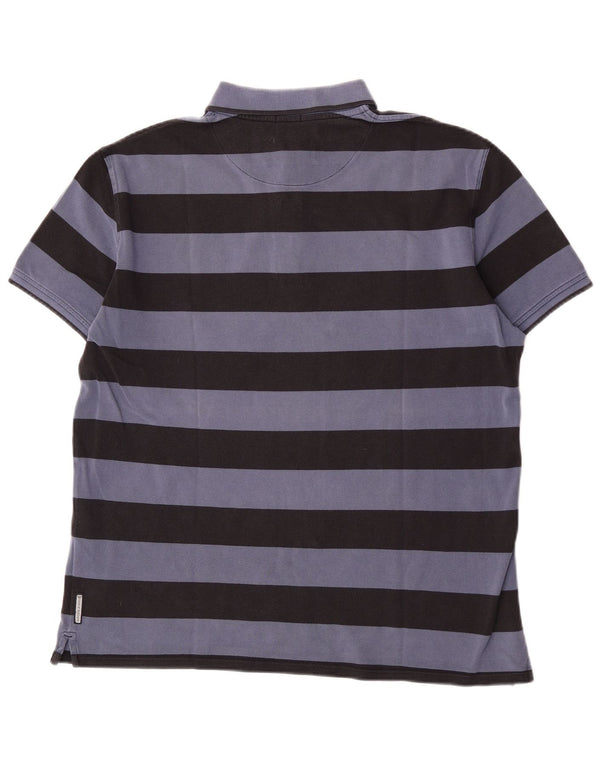 Armani Jeans Herre Regular Fit Polo Shirt 2XL marineblå stribet bomuld