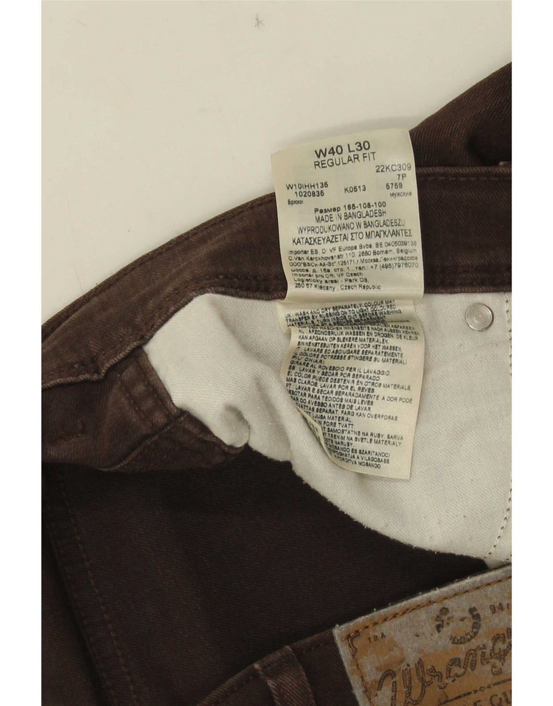 Wrangler Herre Regular Fit Straight Jeans W40 L30 Brun Bomuld