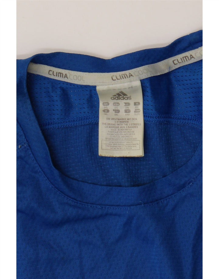 Adidas Herre Climacool T-Shirt Top 2XL Blå Polyester