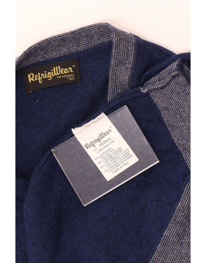 Refrigiwear Herre Boat Neck Jumper Sweater Medium Navy Blue Colourblock Uld