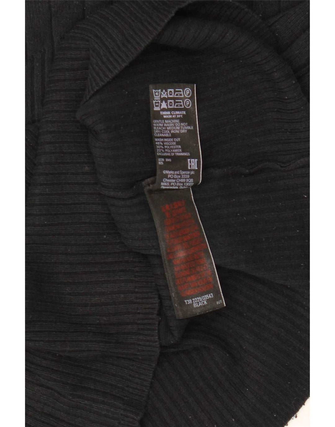 Marks & Spencer Dame Turtle Neck Jumper Sweater UK 12 Medium Black