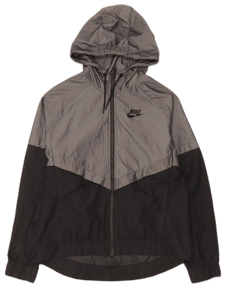 Nike Regnjakke med hætte til mænd UK 38 Medium Grey Colourblock Nylon