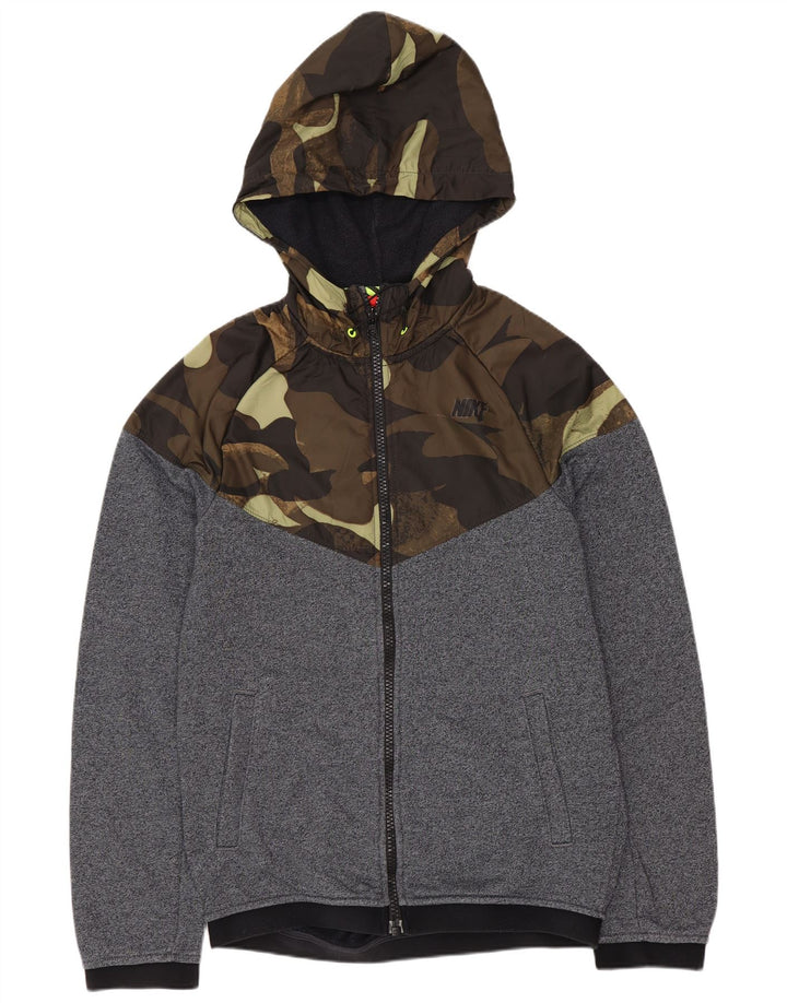 Nike hættetrøje med lynlås til mænd, lille marineblå camouflage bomuld