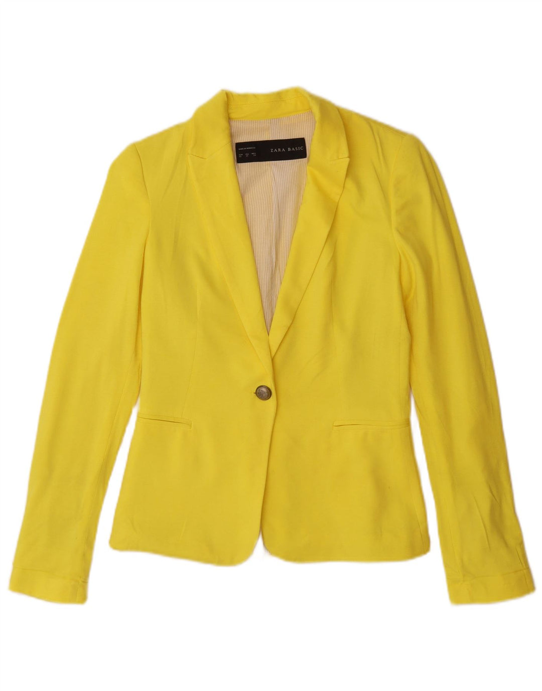 Zara Dame 1-knaps blazerjakke UK 6 XS Gul viskose
