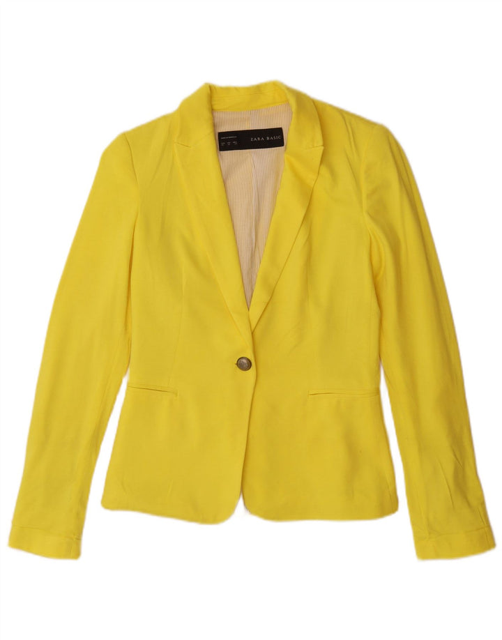 Zara Dame 1-knaps blazerjakke UK 6 XS Gul viskose