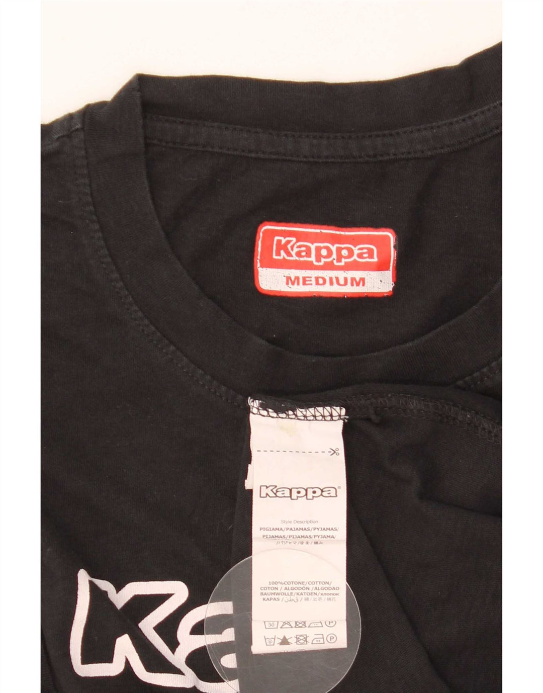 Kappa Herre Grafisk T-Shirt Top Medium Sort Bomuld