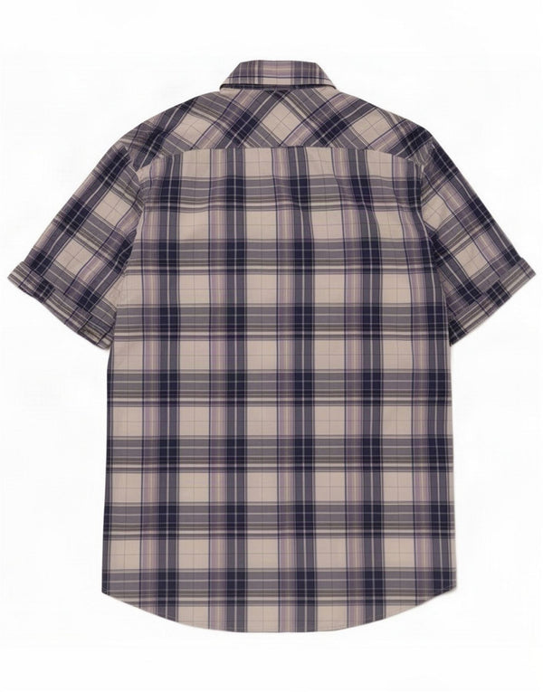 Lacoste Kortærmet Herreskjorte Størrelse 40 Medium Blue Plaid