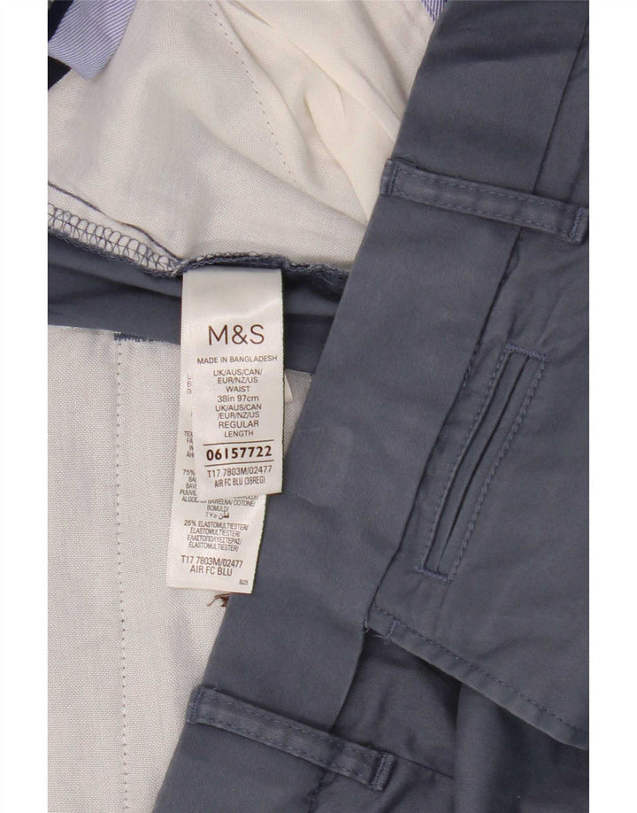 Marks & Spencer Herre Chino Shorts W38 XL Blå Bomuld