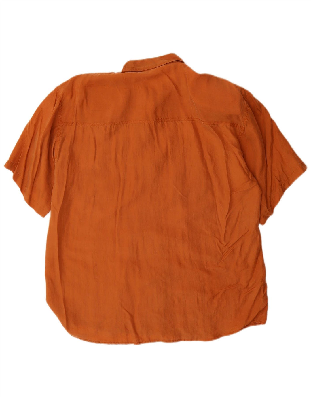 Vintage kortærmet skjorte til kvinder UK 14 Medium Brun Silke
