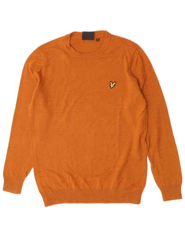 Lyle & Scott Herre sweater med rund hals, medium orange bomuld