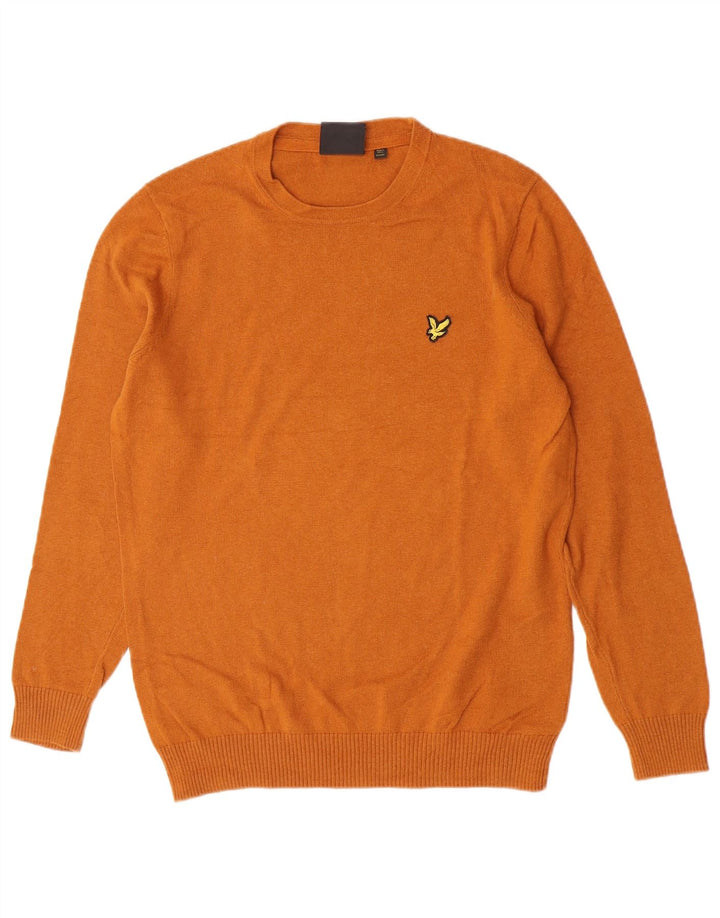 Lyle & Scott Herre sweater med rund hals, medium orange bomuld
