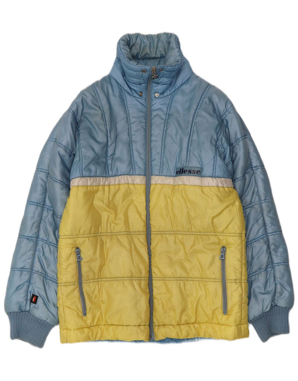 Ellesse Herre hættepolstret jakke UK 38 Medium Blue Colourblock Nylon