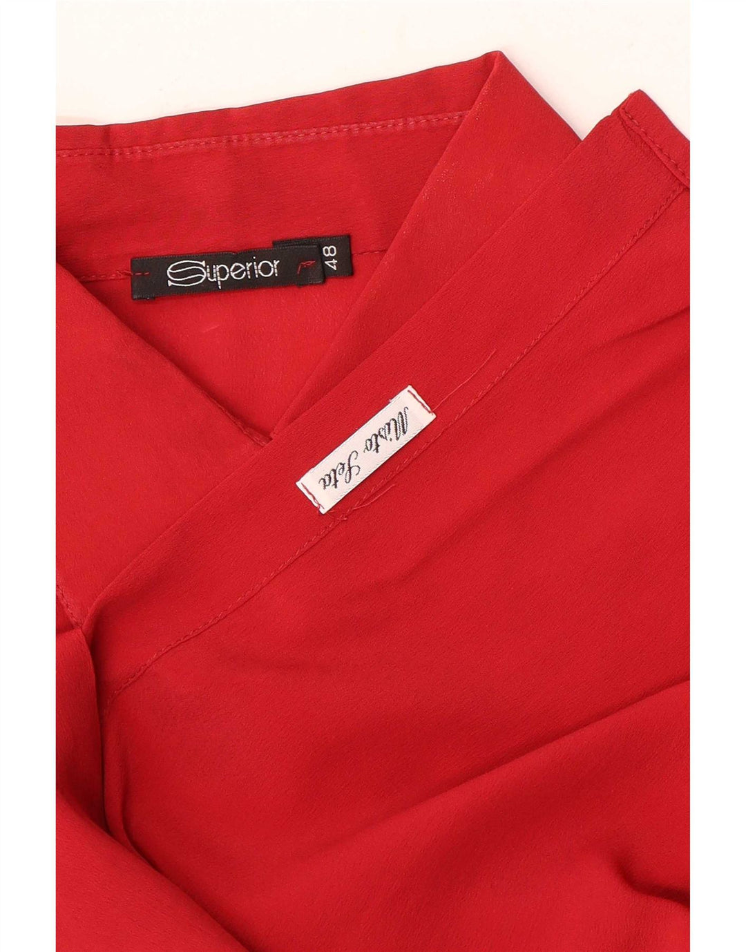 Superior Dame Skjorte Bluse IT 48 XL Rød Silke
