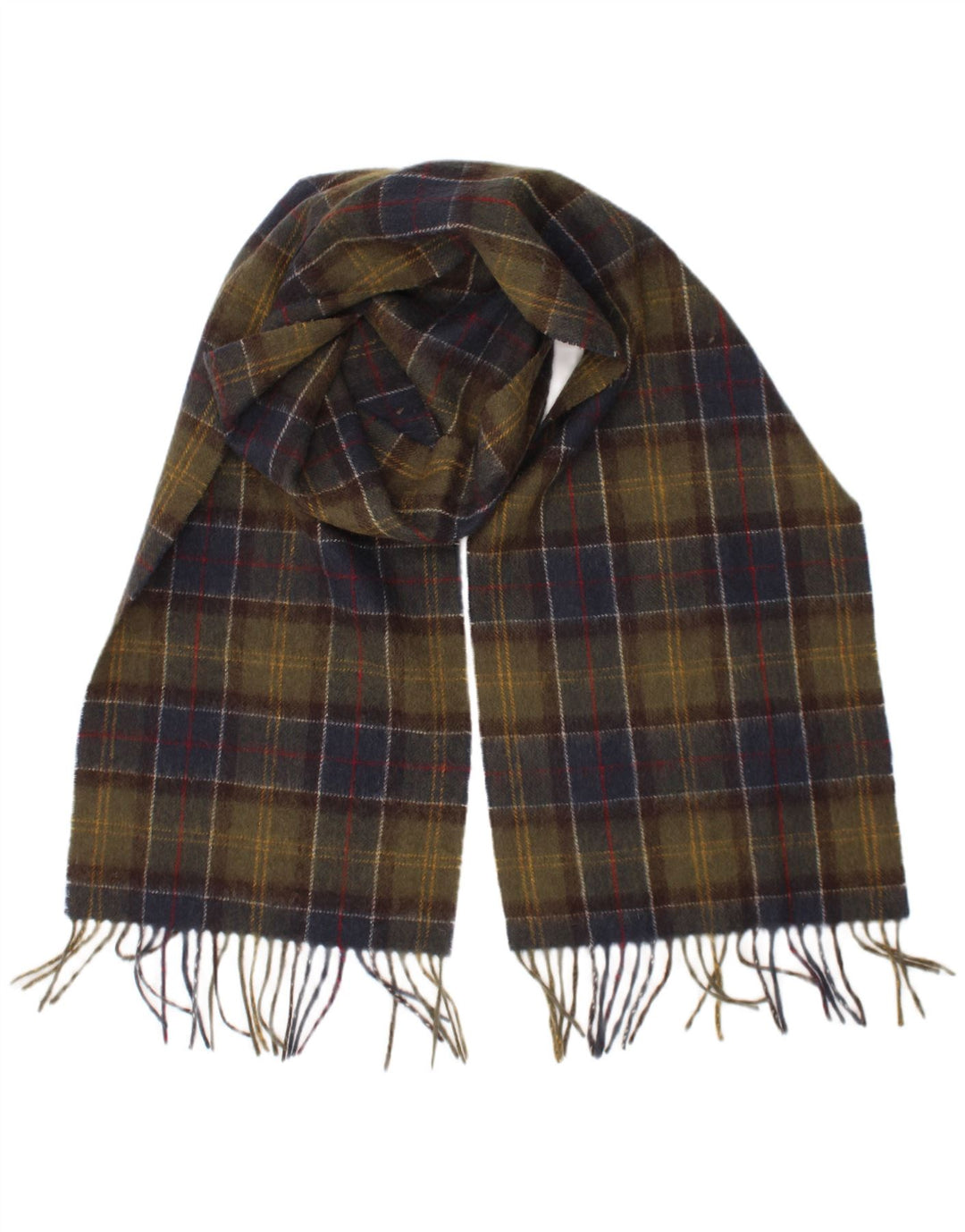 Barbour herre rektangel tørklæde One Size Khaki Plaid lammeuld Classic