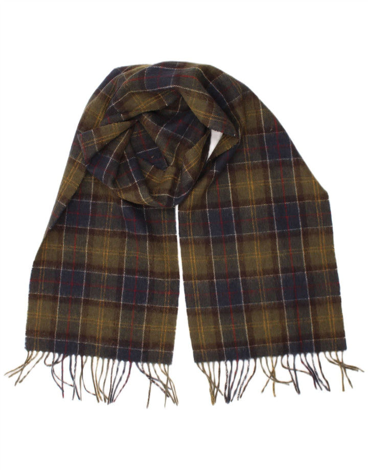 Barbour herre rektangel tørklæde One Size Khaki Plaid lammeuld Classic