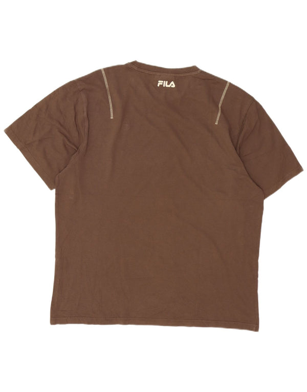 Fila Mens T-Shirt Top Large Brown Cotton