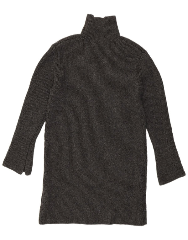 Zara Dame Longline rullehals sweater UK 8 Small Grå Akryl