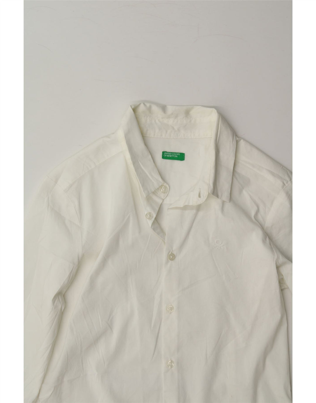 BENETTON Boys Shirt 14-15 Years White Vintage Benetton and Second-Hand Benetton from Messina Hembry 