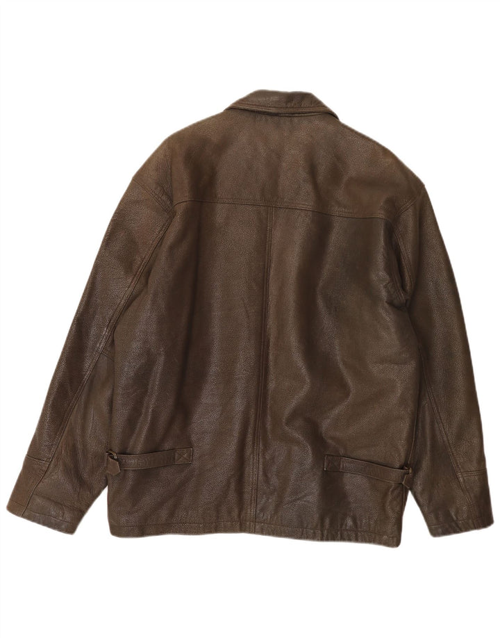 Vintage Herre Læderjakke UK 38 Medium Khaki Læder
