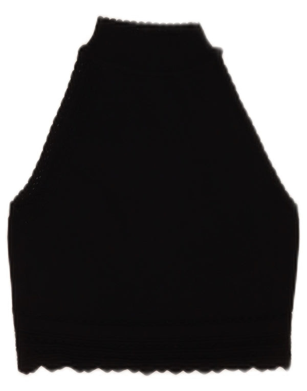 Zara Womens Crop Vest Tank Top UK 8 Small Black