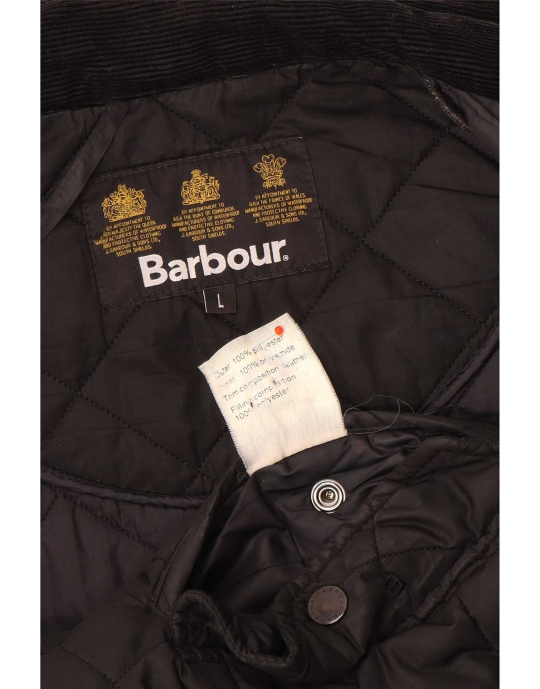 Barbour Herre quiltet jakke UK 40 Stor sort polyester