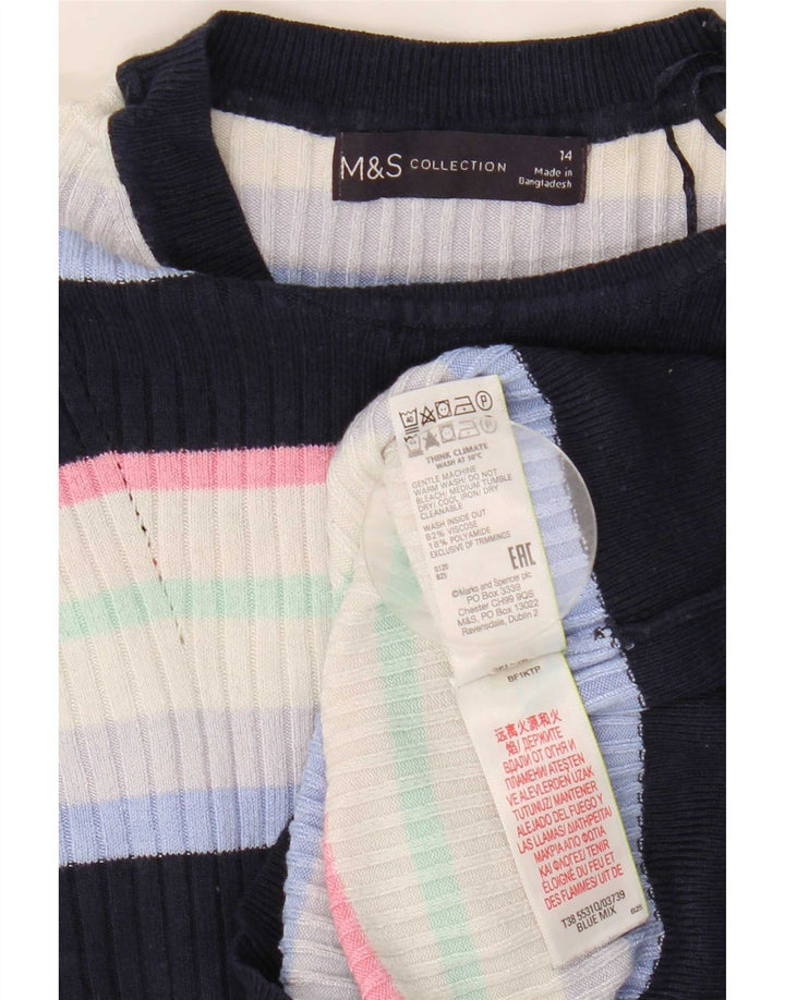 Marks & Spencer Dame Boat Neck Jumper Sweater UK 14 Medium Navy Blue