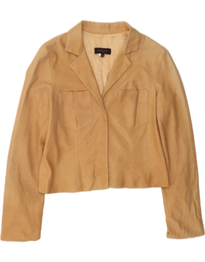 MARINA BABINI Womens 1 Button Blazer Jacket IT 44 Medium Brown Leather Vintage Marina Babini and Second-Hand Marina Babini from Messina Hembry 