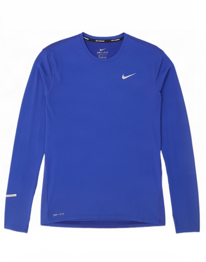 Nike Herre Dri Fit Top Langærmet Medium Blue Polyester