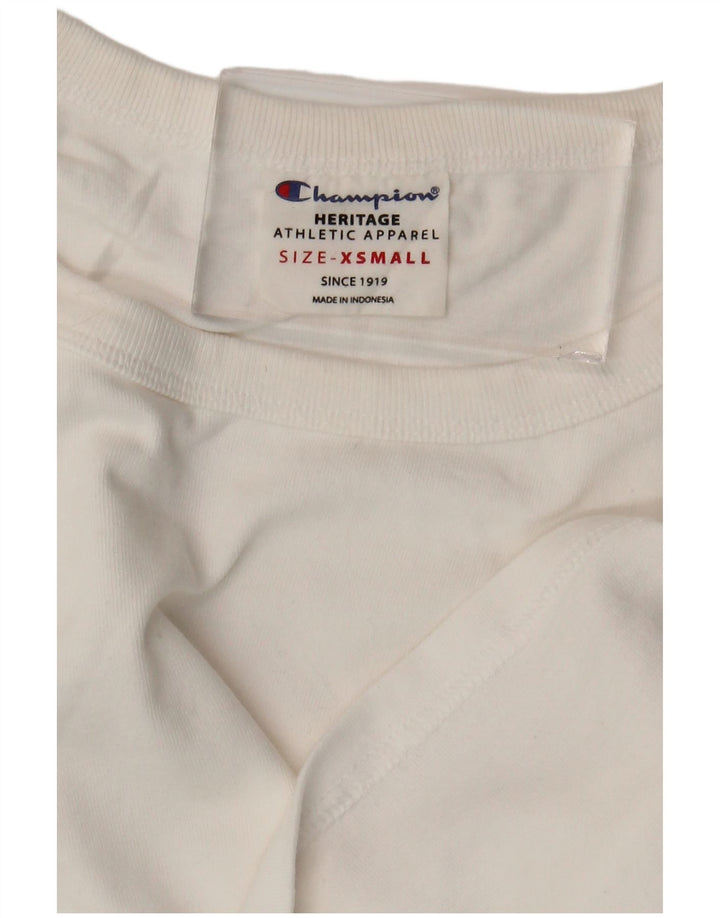 CHAMPION Womens Heritage Crop Oversized T-shirt Top UK 6 XS Hvid