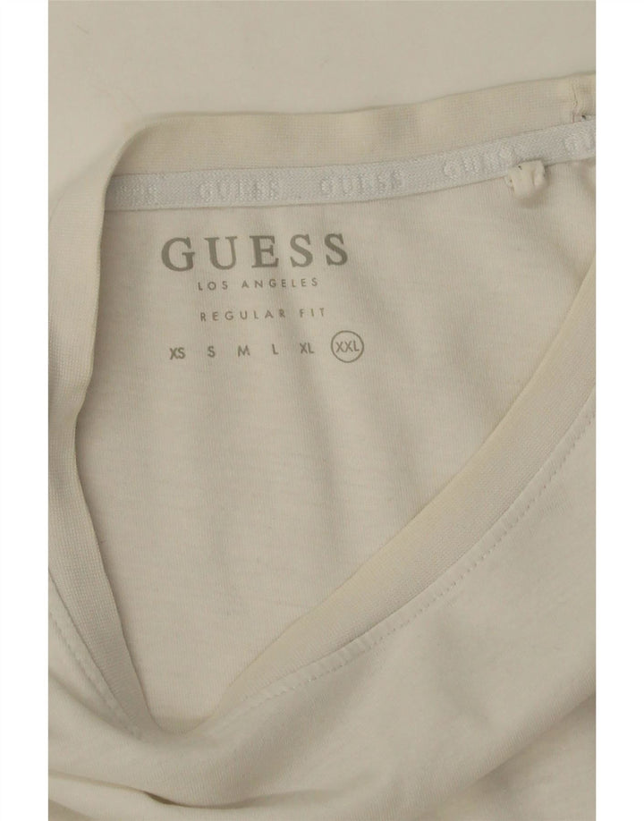 Guess Herre Regular Fit Grafisk Top Langærmet 2XL Hvid Colourblock Bomuld