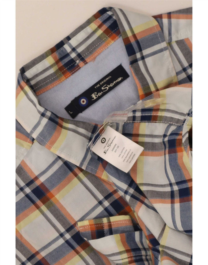Ben Sherman kortærmet herreskjorte Stor flerfarvet ternet bomuld